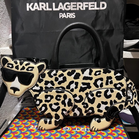 Karl Lagerfeld Handbags - Karl Lagerfeld Leopard Ikons Satchel